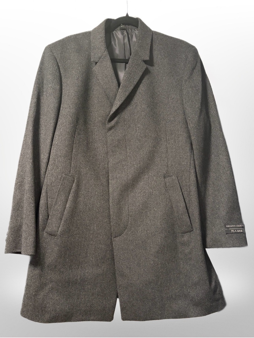 Jos. A. Banks Men's Gray Wool Blend Overcoat - Classic Single-Breasted Coat